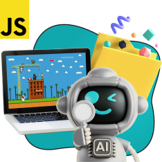 Язык программирования JavaScript + AI. Проектное обучение + геймификация + AI-помощники - КИБЕРшкола программирования для детей, компьютерные курсы для школьников, начинающих и подростков - KIBERone г. Брест